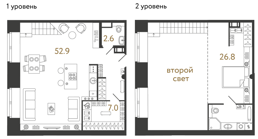 Однокомнатные апартаменты №35 в ЖК Типография - 89.3 м²