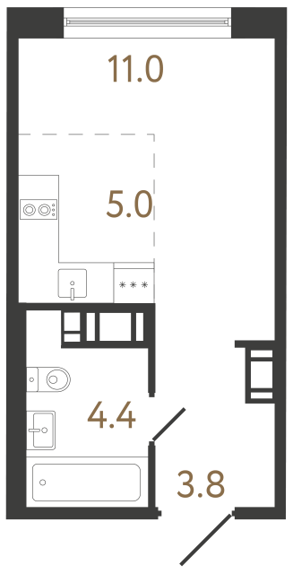 Студия №227 в ЖК Передвижники 2 - 24.2 м²  - №2