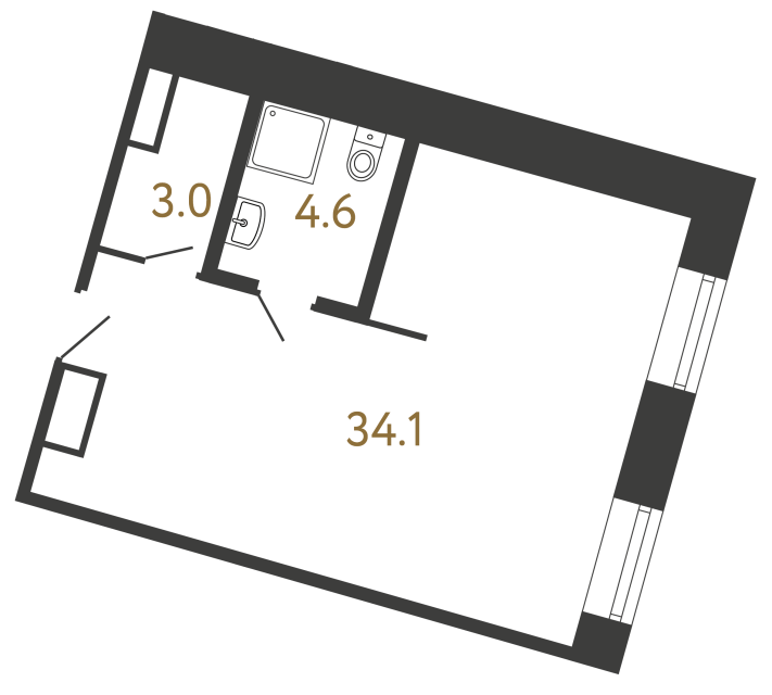 Однокомнатный номер №127 в ЖК Типография - 41.7 м²  - №2
