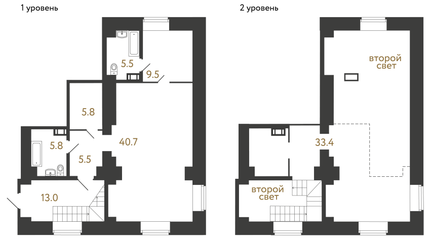 Двухкомнатный номер №30 в ЖК Типография - 119.2 м²  - №2