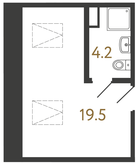 Однокомнатный номер №105 в ЖК Типография - 23.7 м²  - №2