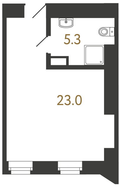 Однокомнатный номер №19 в ЖК Типография - 28.3 м²  - №2