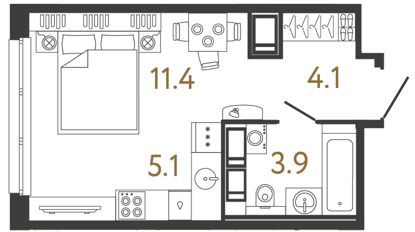 Студия №213 в ЖК Передвижники - 24.5 м²