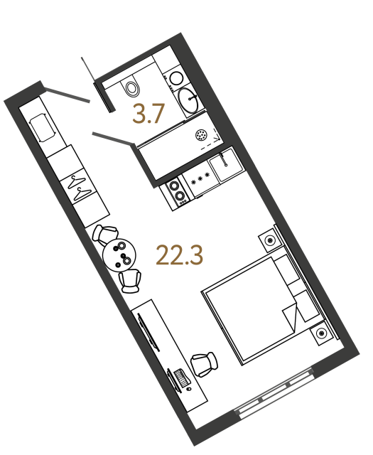 Апартаменты-студия №426 в ЖК ARTSTUDIO M103 - 26 м²