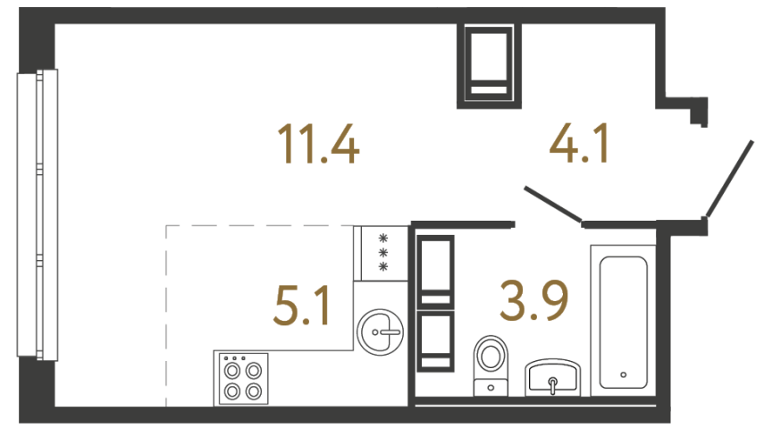 Студия №205 в ЖК Передвижники - 24.5 м²  - №2