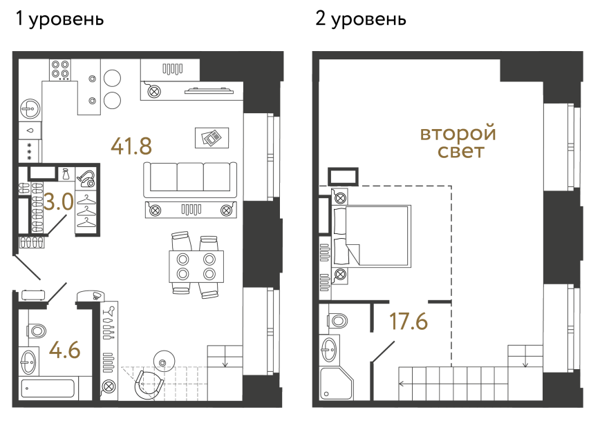 Однокомнатный номер №31 в ЖК Типография - 67 м²