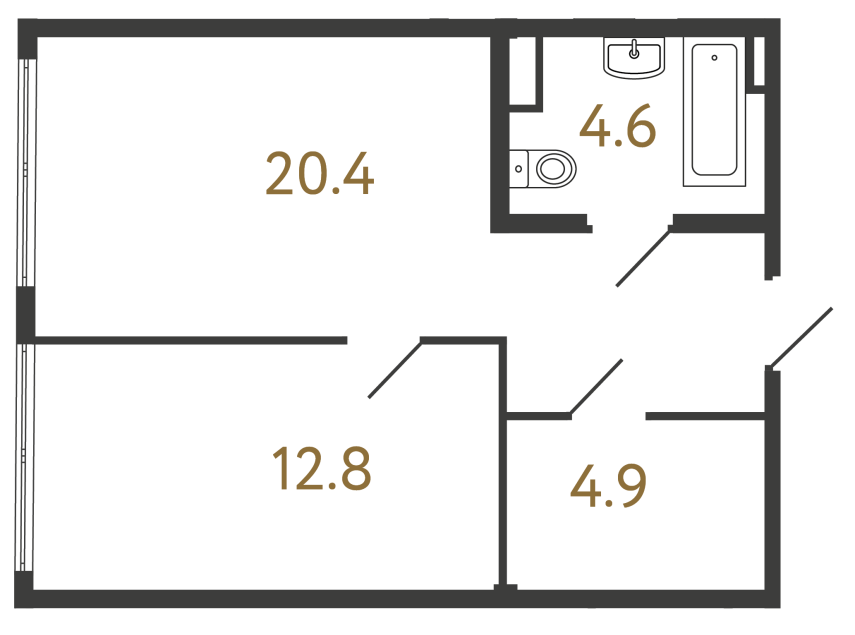 Однокомнатный номер №174 в ЖК Типография - 42.7 м²  - №2