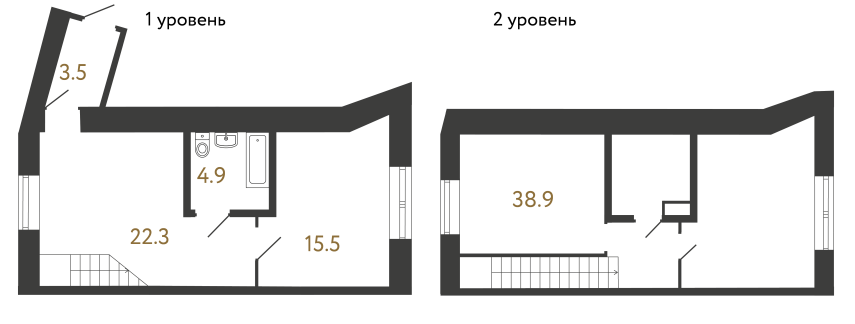 Двухкомнатные апартаменты №150 в ЖК Типография - 85.1 м²  - №2