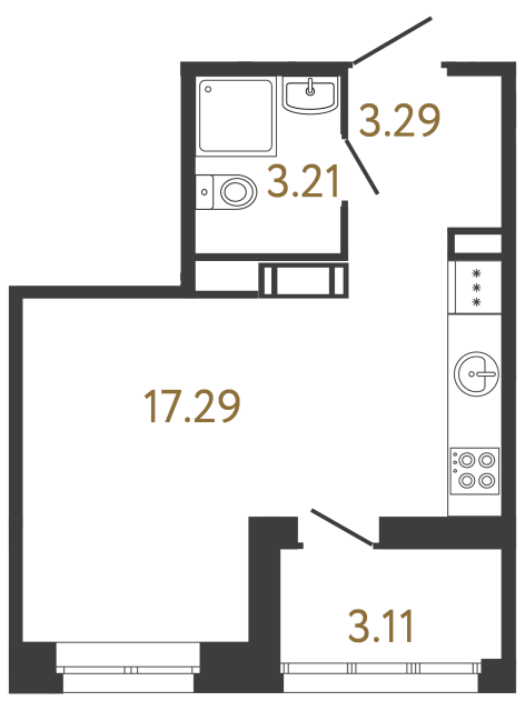 Студия №126 в ЖК Ultra City 3 - 23.79 м²  - №2