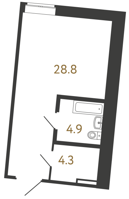 Однокомнатный номер №152 в ЖК Типография - 38 м²  - №2