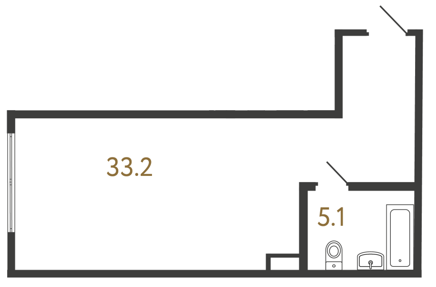 Однокомнатный номер №176 в ЖК Типография - 38.3 м²  - №2