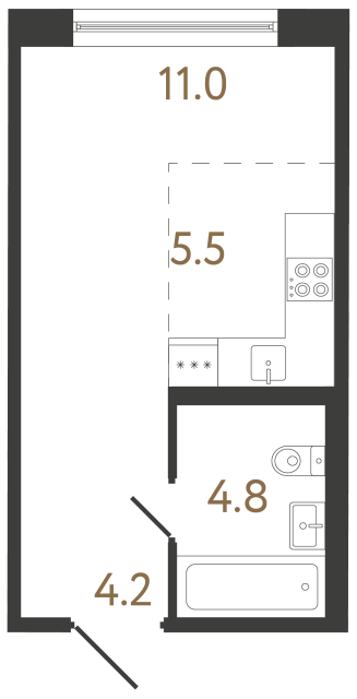 Студия №292 в ЖК Передвижники 2 - 25.5 м²  - №2