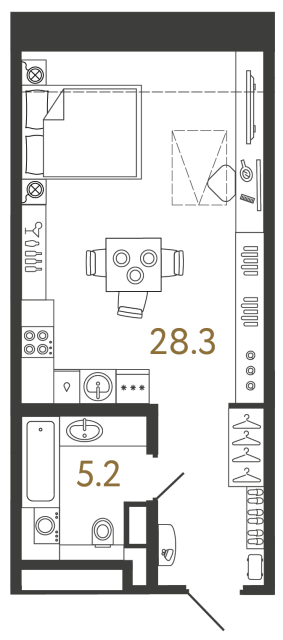 Однокомнатный номер №70 в ЖК Типография - 33.5 м²