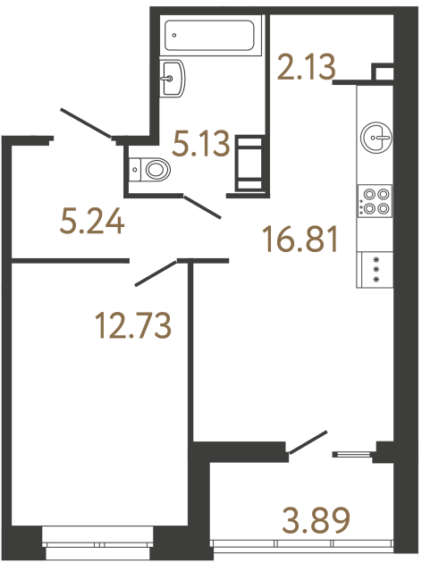 Однокомнатная квартира №641 в ЖК Ultra City 3 - 42.04 м²  - №2