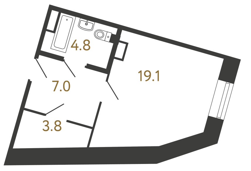 Однокомнатный номер №128 в ЖК Типография - 34.7 м²  - №2