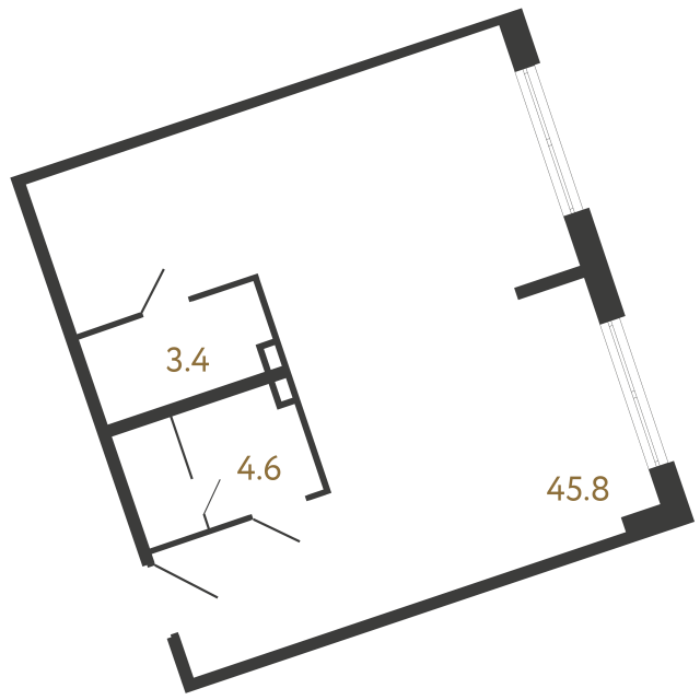 Коммерческое помещение №213 в ЖК Литера - 53.8 м²
