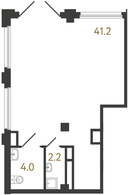 Коммерческое помещение №1233 в ЖК Гений - 47.4 м²