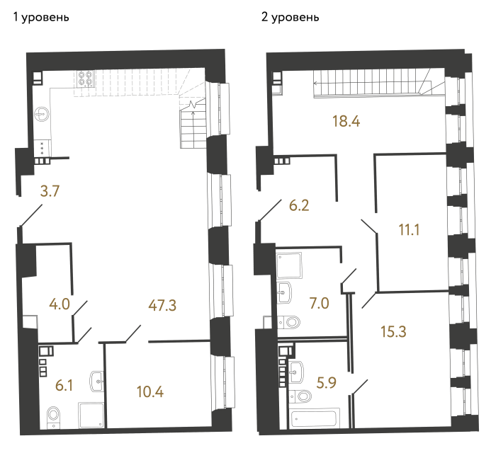 Трёхкомнатные апартаменты №88 в ЖК Светоч - 135.4 м²  - №2