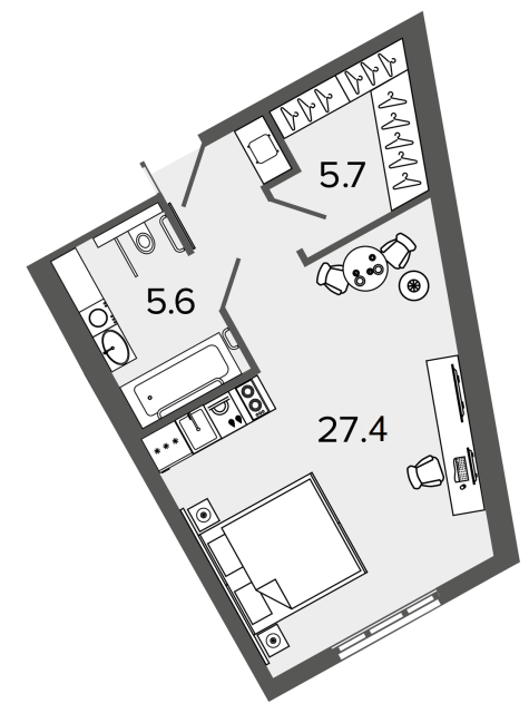 Апартаменты-студия №1434 в ЖК ARTSTUDIO M103 - 38.7 м²