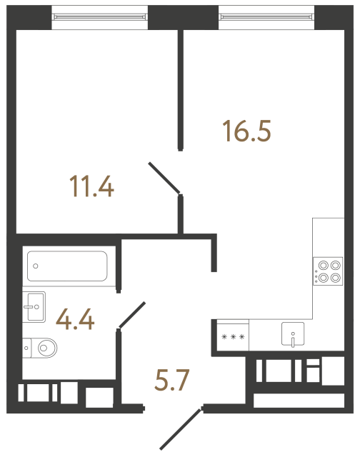 Однокомнатная квартира №35 в ЖК Передвижники 2 - 38 м²  - №2