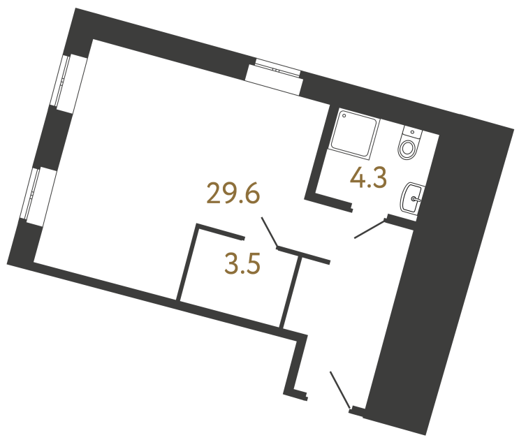 Однокомнатный номер №124 в ЖК Типография - 37.4 м²  - №2