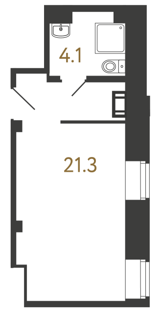 Однокомнатный номер №81 в ЖК Типография - 25.4 м²  - №2