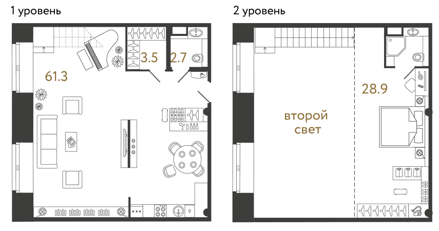 Однокомнатные апартаменты №50 в ЖК Типография - 96.4 м²