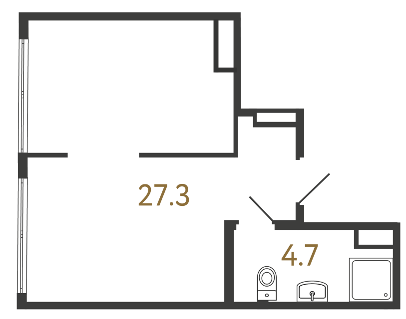 Однокомнатный номер №175 в ЖК Типография - 32 м²  - №2
