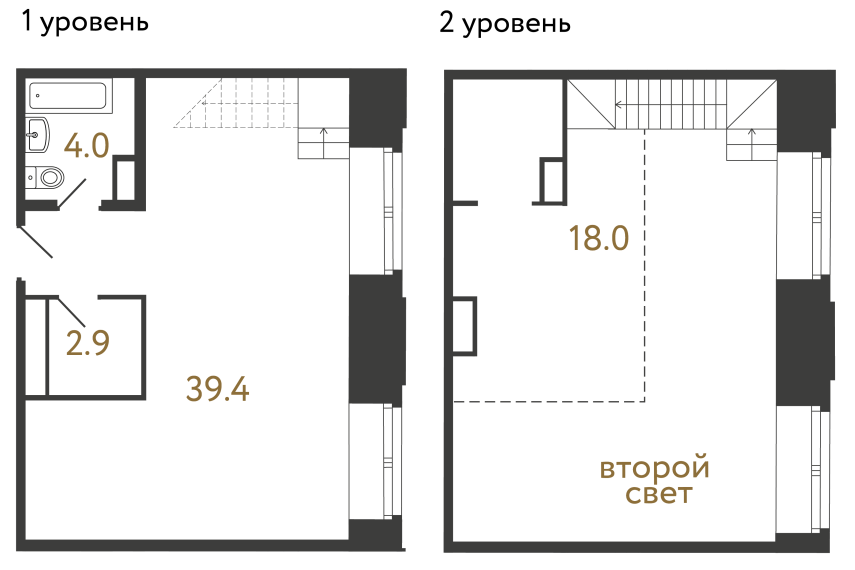 Однокомнатный номер №32 в ЖК Типография - 64.3 м²  - №2