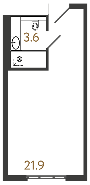 Апартаменты-студия №302 в ЖК ARTSTUDIO M103 - 25.5 м²  - №2