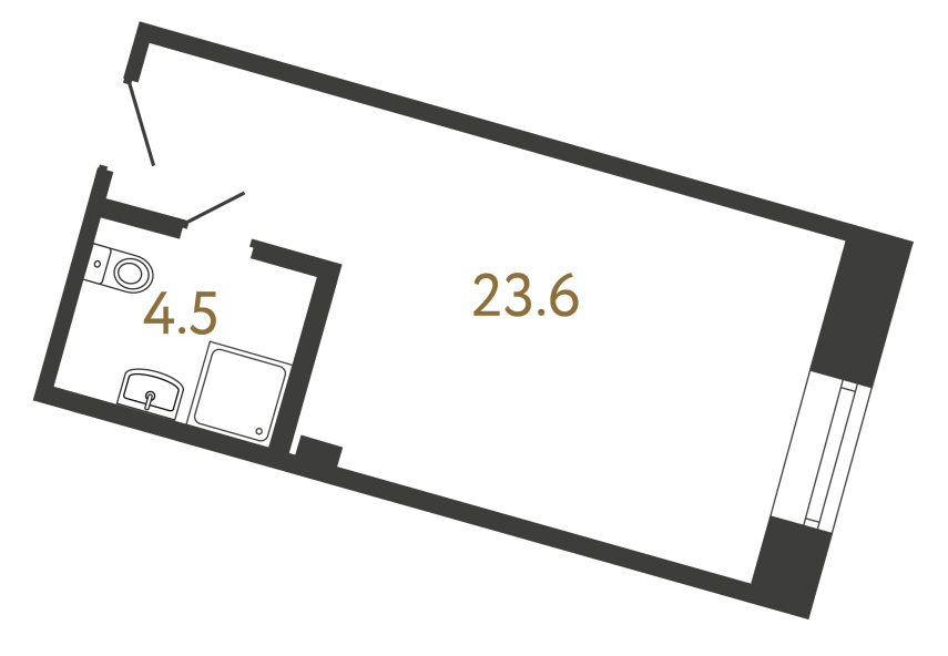 Однокомнатный номер №147 в ЖК Типография - 28.1 м²  - №2