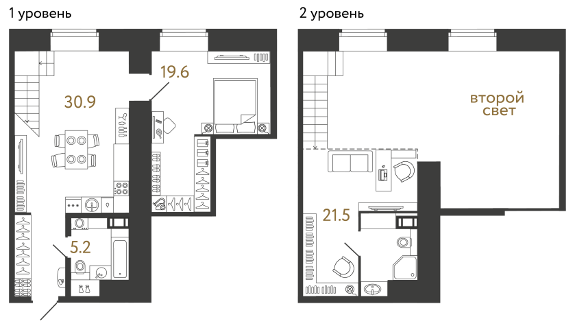 Двухкомнатный номер №29 в ЖК Типография - 77.2 м²