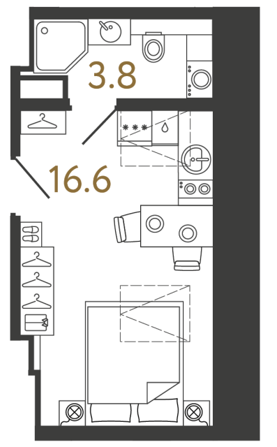 Однокомнатный номер №103 в ЖК Типография - 20.4 м²