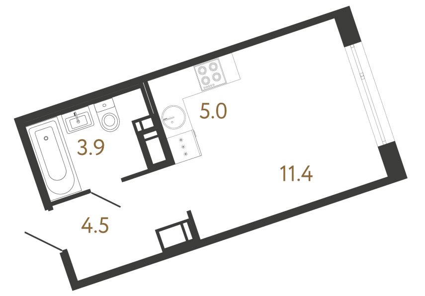 Студия №131 в ЖК Литера - 24.8 м²  - №2