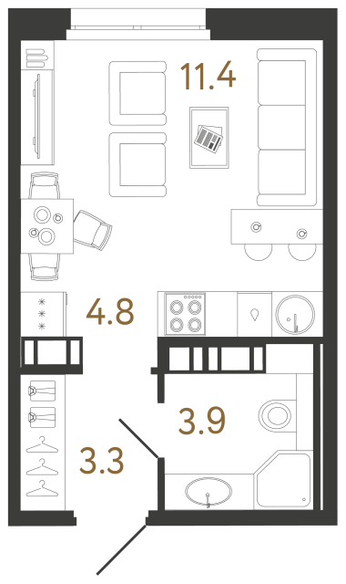 Студия №175 в ЖК Куинджи - 23.4 м²