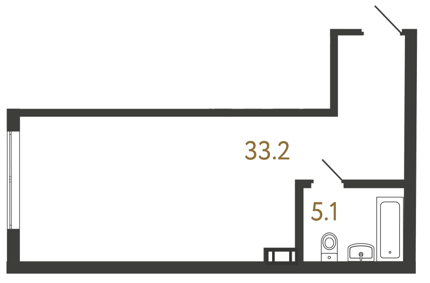 Однокомнатный номер №164 в ЖК Типография - 38.3 м²  - №2