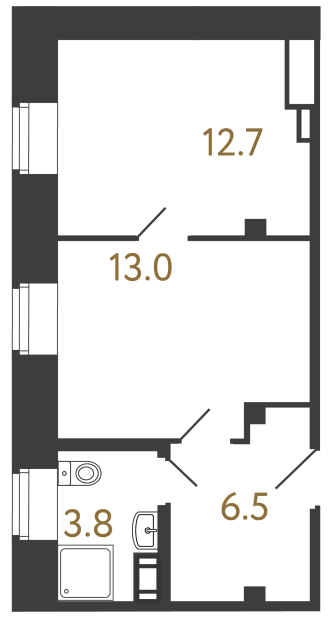 Однокомнатный номер №86 в ЖК Типография - 36 м²  - №2