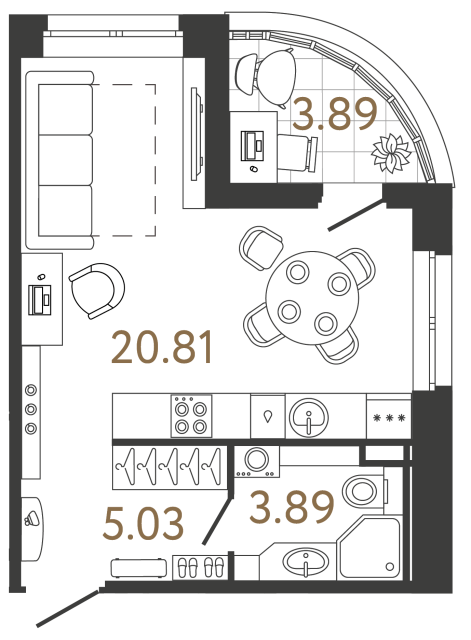 Студия №478 в ЖК Ultra City 3 - 29.73 м²