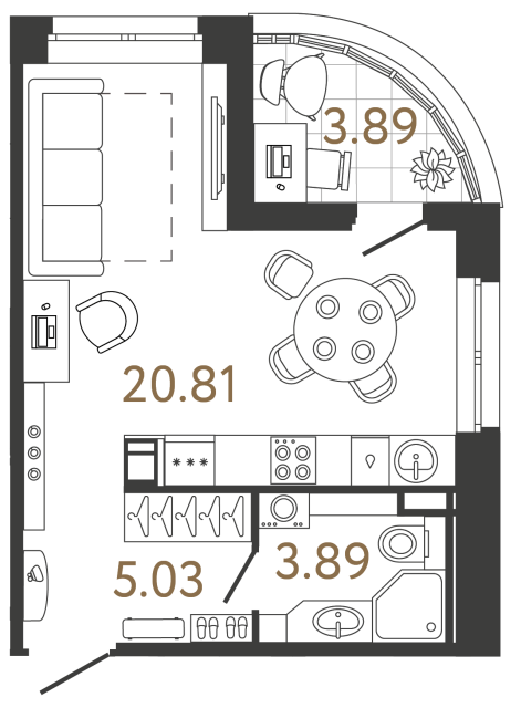 Студия №610 в ЖК Ultra City 3 - 29.51 м²