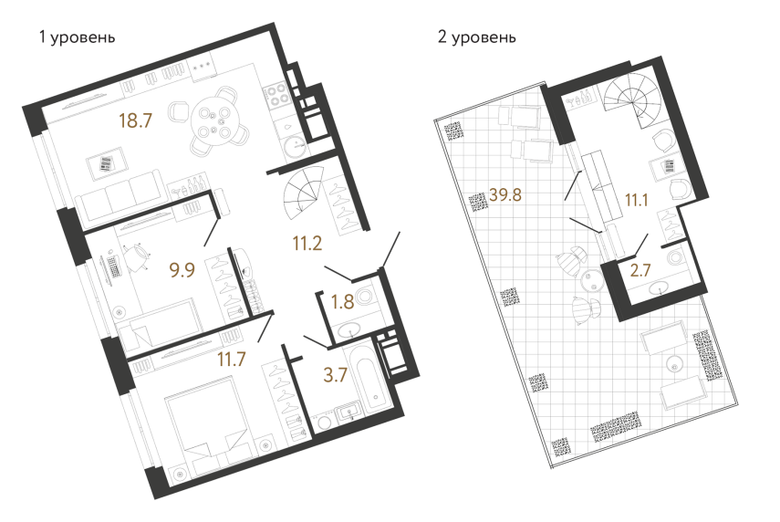 Двухкомнатная квартира №93 в ЖК Литера - 70.8 м²