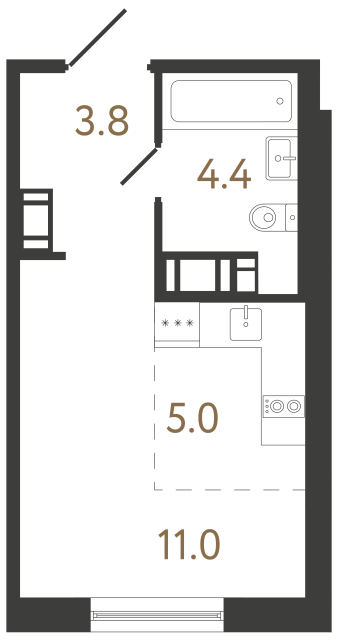 Студия №66 в ЖК Передвижники 2 - 24.2 м²  - №2