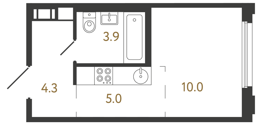 Студия №402 в ЖК Гений - 23.2 м²  - №2