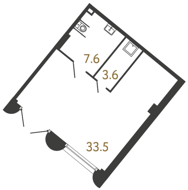 Коммерческое помещение №97 в ЖК Цвет Зеленогорска - 44.7 м²