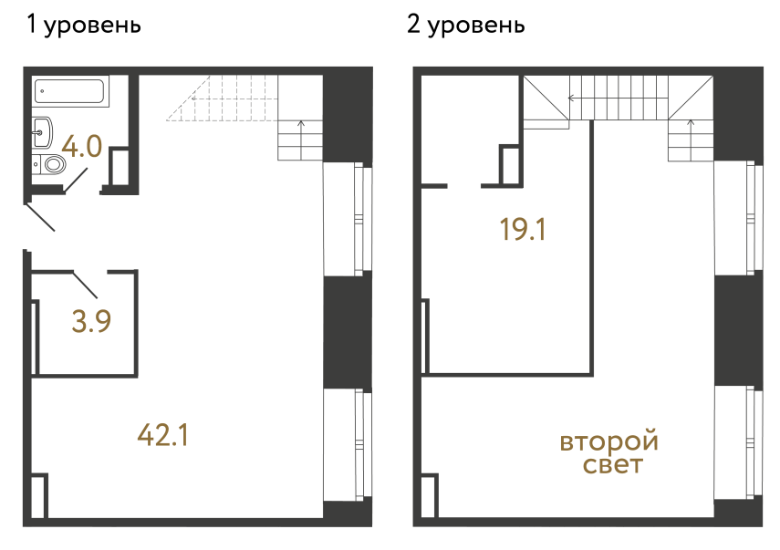 Однокомнатный номер №61 в ЖК Типография - 69.1 м²  - №2