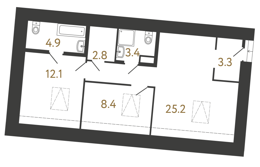 Двухкомнатный номер №116 в ЖК Типография - 60.1 м²  - №2
