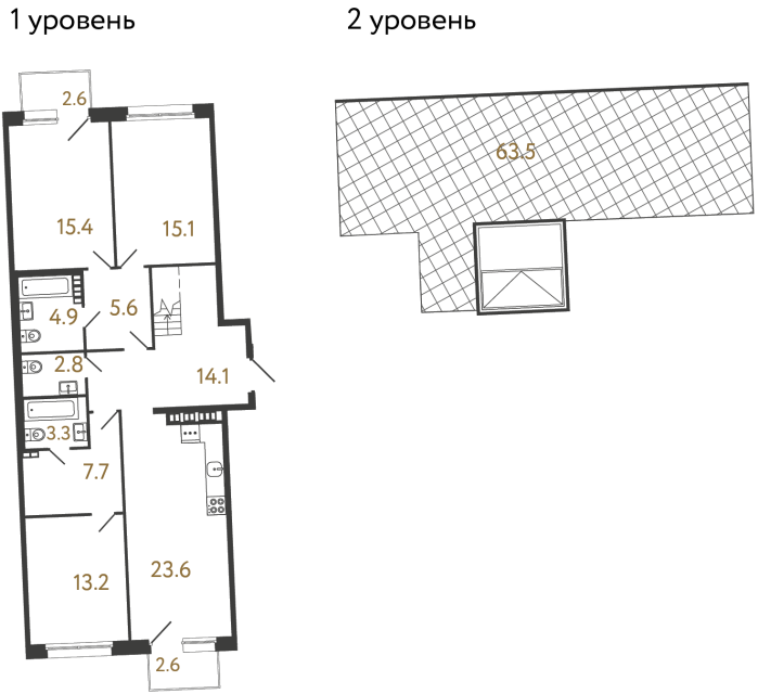 Трёхкомнатная квартира №46 в ЖК Цвет Зеленогорска - 105.7 м²  - №2