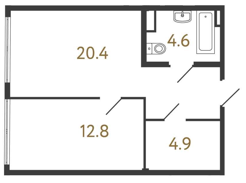 Однокомнатный номер №178 в ЖК Типография - 42.7 м²  - №2