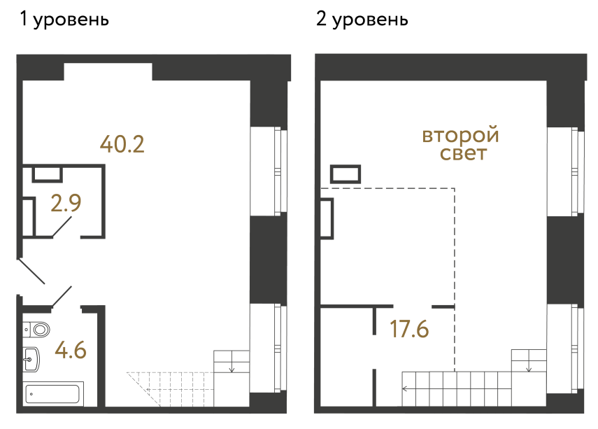 Однокомнатный номер №45 в ЖК Типография - 65.3 м²  - №2