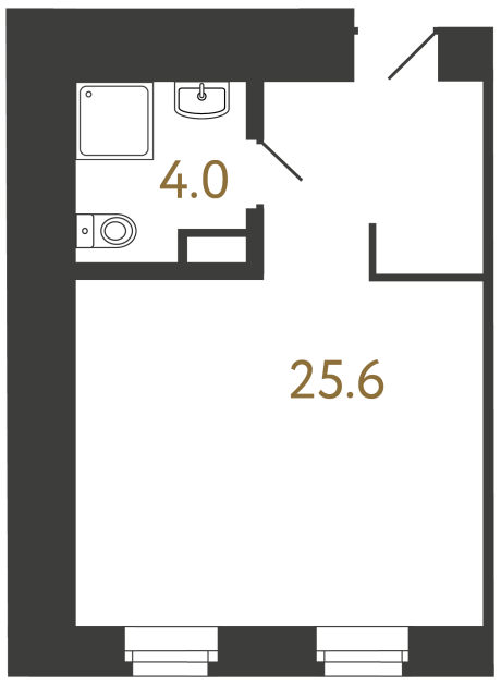 Однокомнатный номер №20 в ЖК Типография - 29.6 м²  - №2