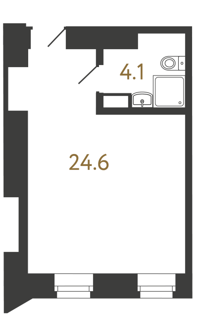 Однокомнатный номер №10 в ЖК Типография - 28.7 м²  - №2